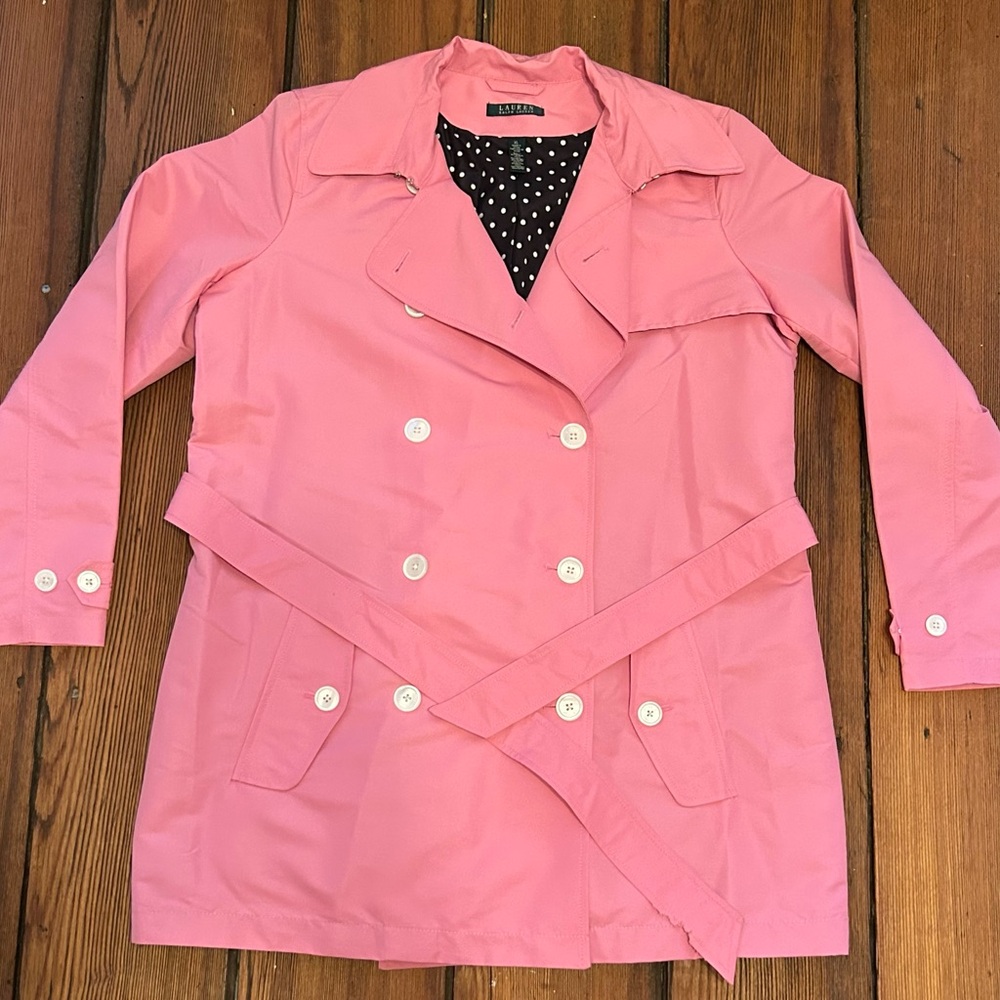 Lauren Ralph Lauren Pink Double-Breasted Trench Coat